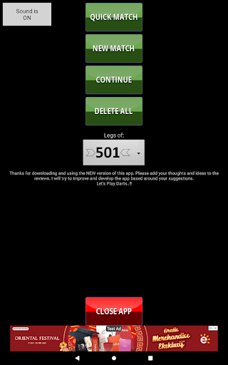 Android application Thistle's Dart Scorer screenshort