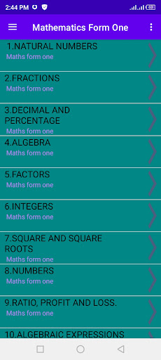 Mathematics: form one notes Screen 2