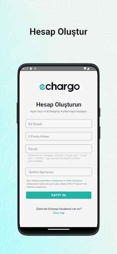 Android application Echargo screenshort
