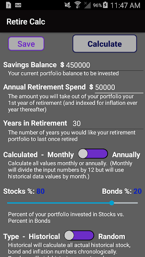 Retirement Calculator Simulato Screen 2