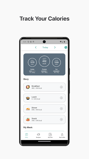 Screenshot of Calorie Carb & Protein Tracker