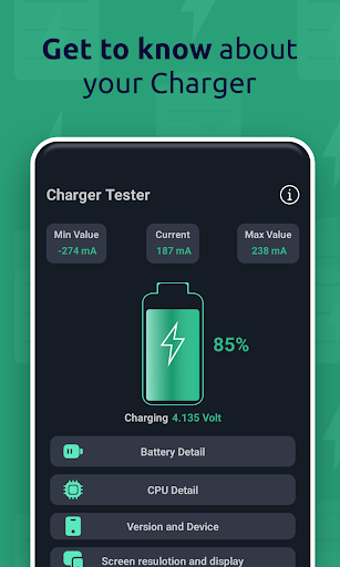 Android application Charger Tester screenshort