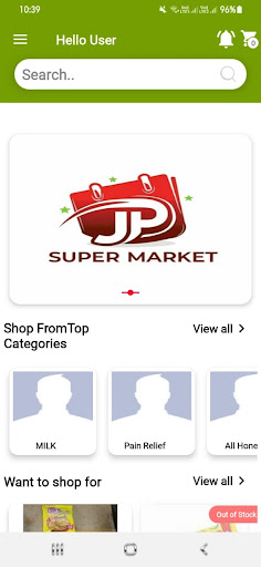 Android application J P Super Market screenshort