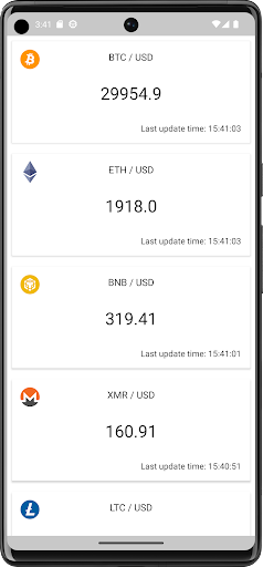 Android application Сrypto prices screenshort