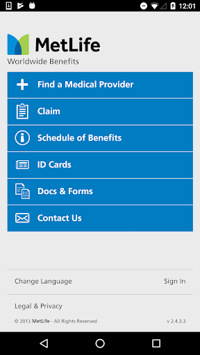 Android application MetLife Worldwide Benefits screenshort