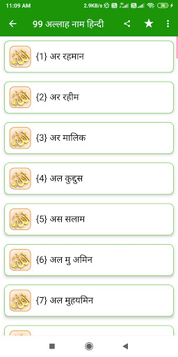 99 Names of Allah Hindi | Alla Screen 2