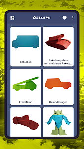 Origami Autos und Panzer