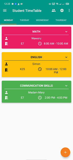Android application Student Timetable (With alarm) screenshort