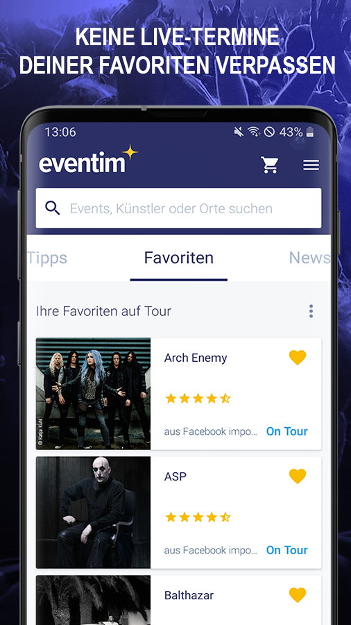 Android application EVENTIM DE: Tickets for Events screenshort