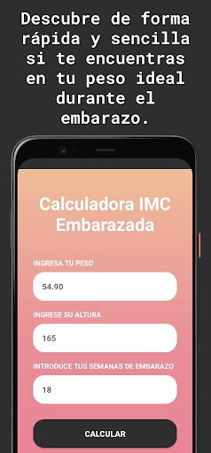 Android application Calculadora IMC Embarazada screenshort