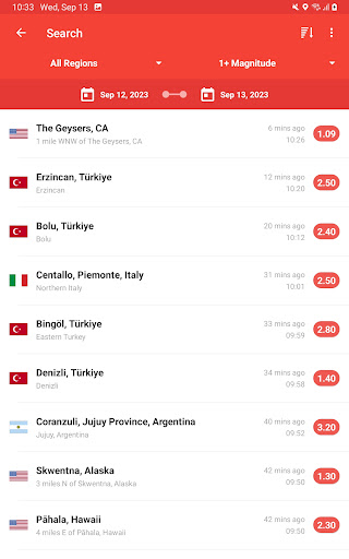Screenshot of My Earthquake Alerts Pro