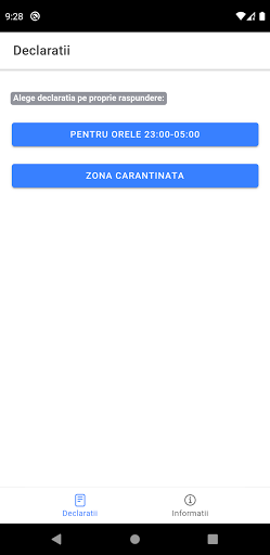 Android application Declaratie proprie raspundere screenshort