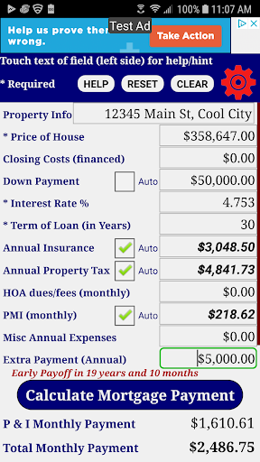 Mortgage Payment Calculator Screen 2