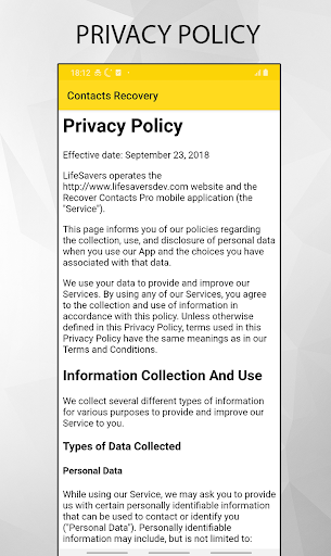 Deleted contacts Recovery Screen 3