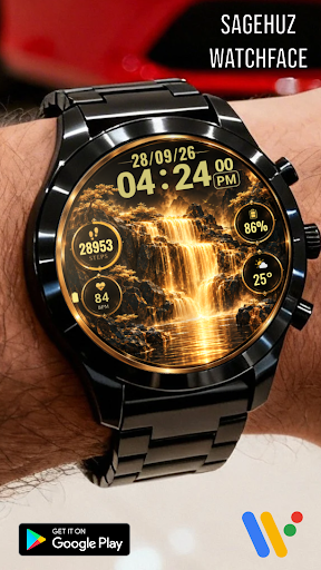 A015 Golden Digital Watch Face screenshot 3