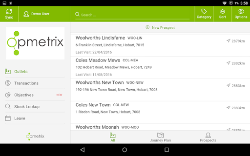 Android application Opmetrix screenshort