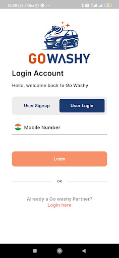 Gowashy - Vehicle Washing App Screen 2
