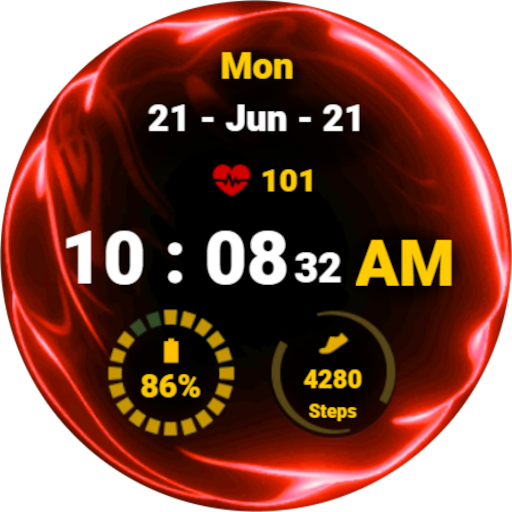 Fluid Red Watch Face Download on Windows