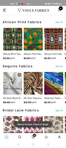 Android application Vogue Fabrics screenshort