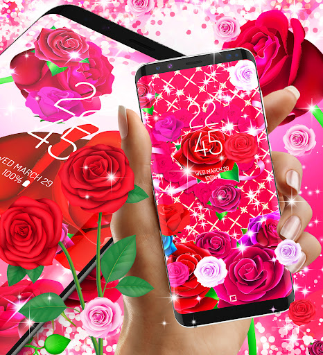 Pink red roses live wallpaper