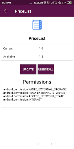 Android application Permission and Updater of Andr screenshort