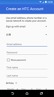 screenshot of HTC Account—Services Sign-in