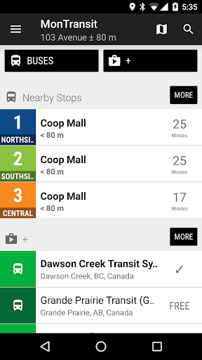 Android application Dawson Creek TS Bus - MonTran… screenshort