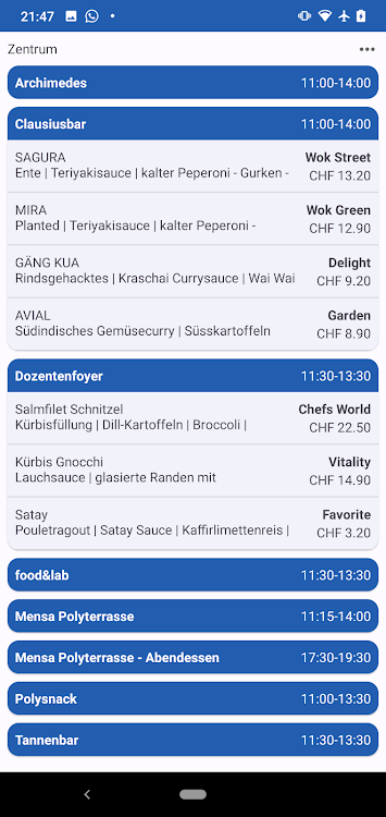 ETH & UZH canteens Zürich - 1.8.2 - (Android)