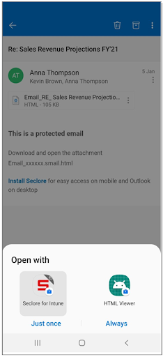 Android application Seclore for Intune screenshort