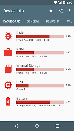 Android application Device Info screenshort