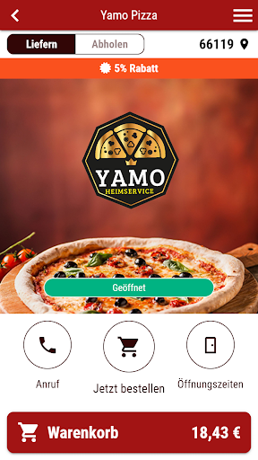 Android application Yamo Pizza screenshort