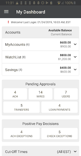 Android application Sierra Commercial Banking screenshort