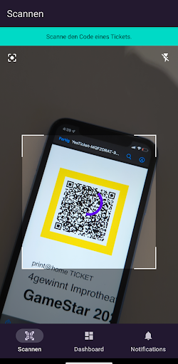 YesTicket Scanner Screen 3