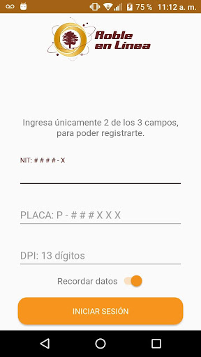 Android application Roble Asistencia screenshort