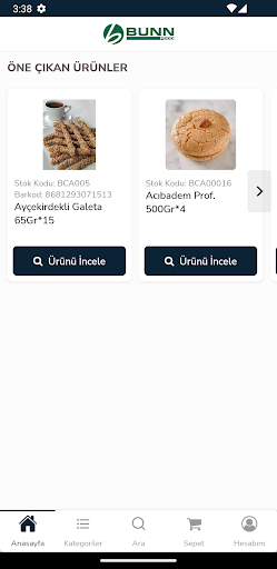 Android application BUNN FOOD screenshort