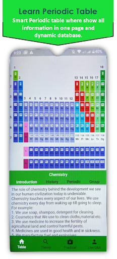 Android application Chemistry Tour screenshort