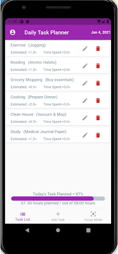 Daily Task Planner Screen 2