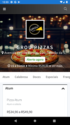 Android application Grou Pizzas - Taboão screenshort