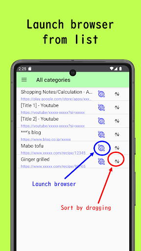 URL Notes & List - Bookmarker Screen 2