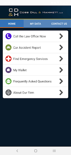 Cobb, Dill & Hammett Law App Screen 2