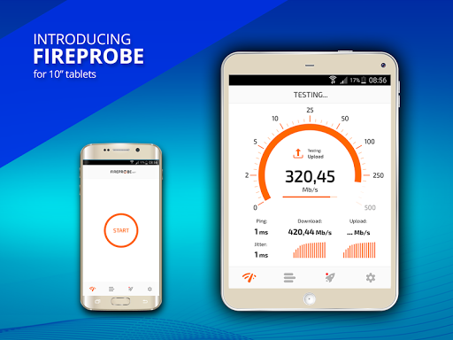Screenshot of FIREPROBE Speed Test