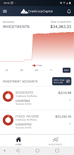 Android application Credicorp Capital Invest screenshort