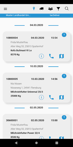 Android application tacDeliver screenshort