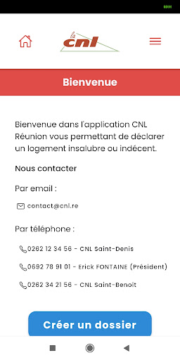 Android application CNL Réunion screenshort