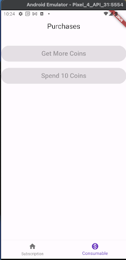 Android application In App Purchase - Practice screenshort