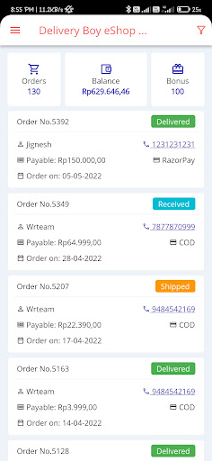 Android application Goprime Delivery screenshort