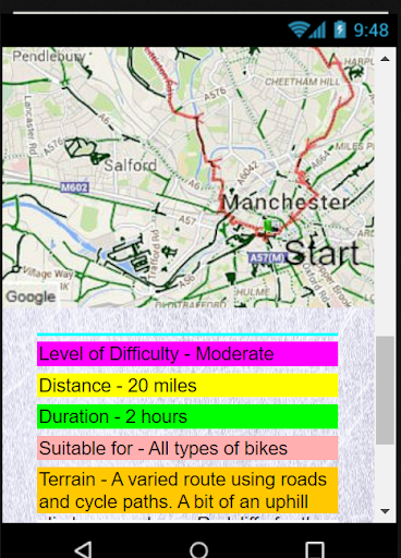 Satnav Cycle Routes-Manchester Screen 3