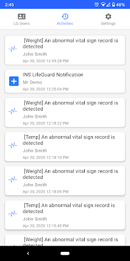 Android application LifeGuard SmartCarer screenshort