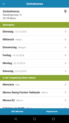 Android application Mensa Mainz screenshort