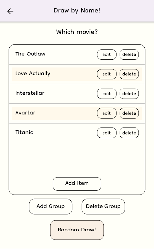 Random Draw - name, number Screen 3